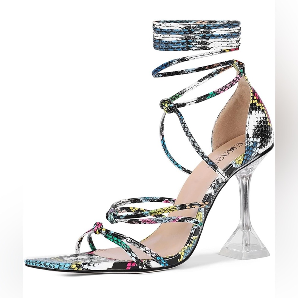 Lace Up Heels Pointed Toe Strappy Sandals